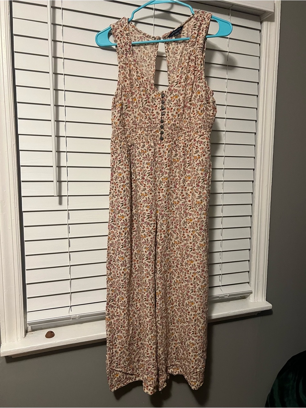 American Eagle Outfitters Blush Floral V-Neck Wide-Leg Jumpsuit - Picture 8 of 12